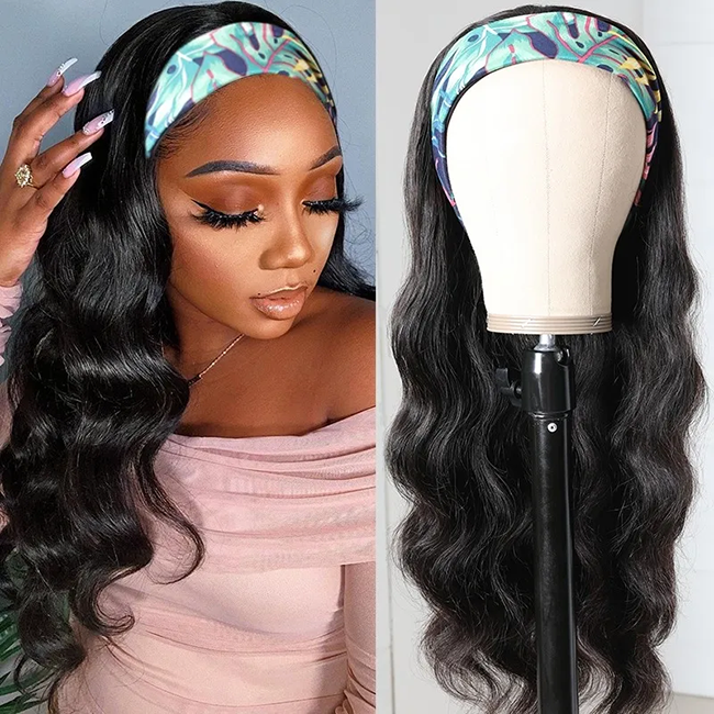 AngieQueen Body Wave Human Hair Wig Glueless Wig Brazilian Virgin Hair Machine Made Headband Wig 180% Density