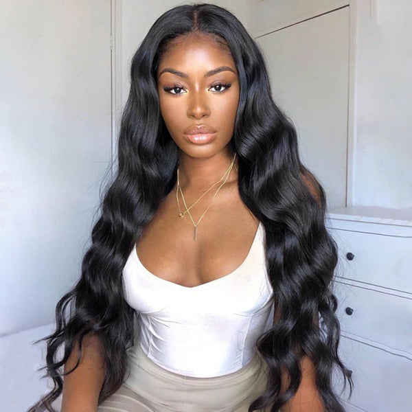 Angiequeen 13X1 T Part HD Lace Wig  Body Wave Pre Plucked Virgin Hair 14-36 inches Long Transparent Wig