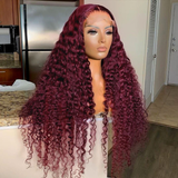 AngieQueen Hair 99J Color Deep Wave Lace Front Wig
