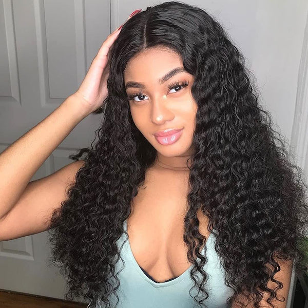 Angie Queen 13x4 T Part Lace Front Wigs Indian Deep Wave Human Hair Wigs 180% Density Pre-plucked