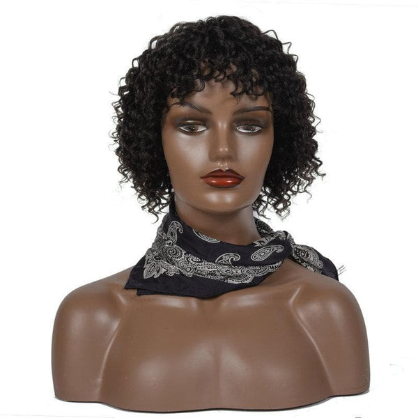 Angie Queen Super Easy Curly Glueless Wig With Bangs / Curly Fringe Wig 9 Inchs