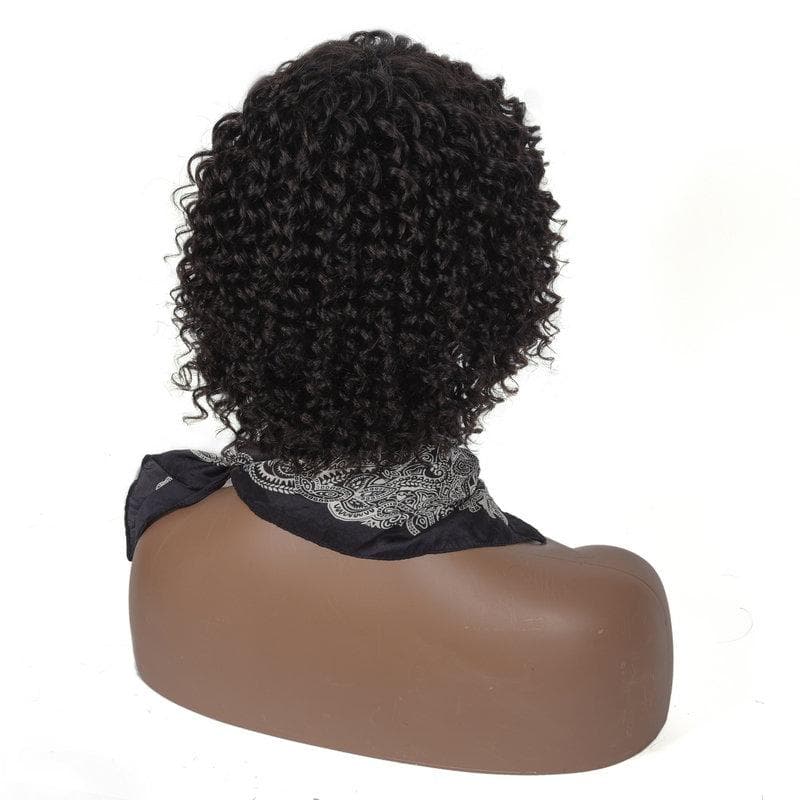 Angie Queen Super Easy Curly Glueless Wig With Bangs / Curly Fringe Wig 9 Inchs