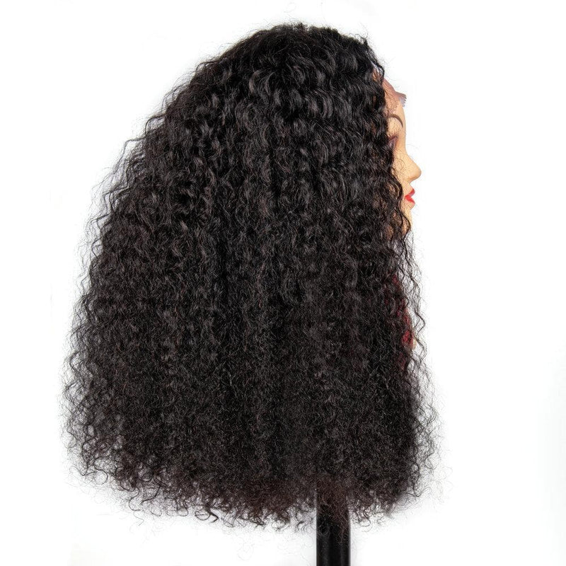 Angie Queen 13x4 T Part Lace Front Wigs Peruvian Jerry Curly Human Hair Wigs 180% Density Pre-plucked