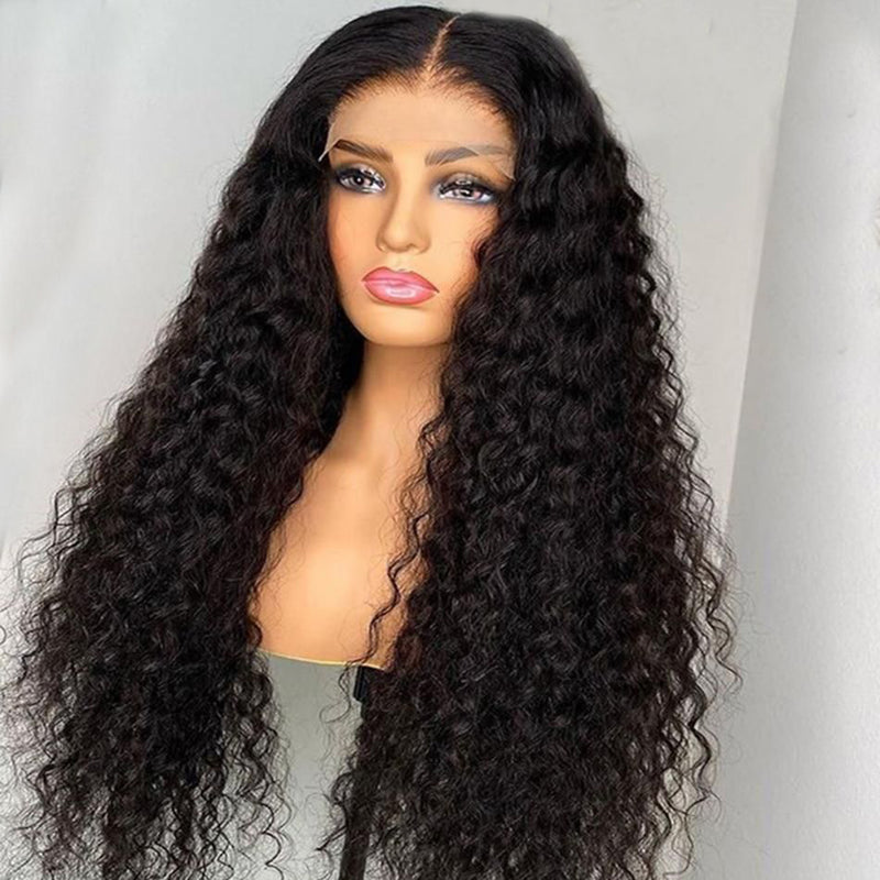 Angiequeen 13X1 T Part HD Lace Wig  Deep Wave Pre Plucked Virgin Hair 14-36 inches Long Transparent Wig