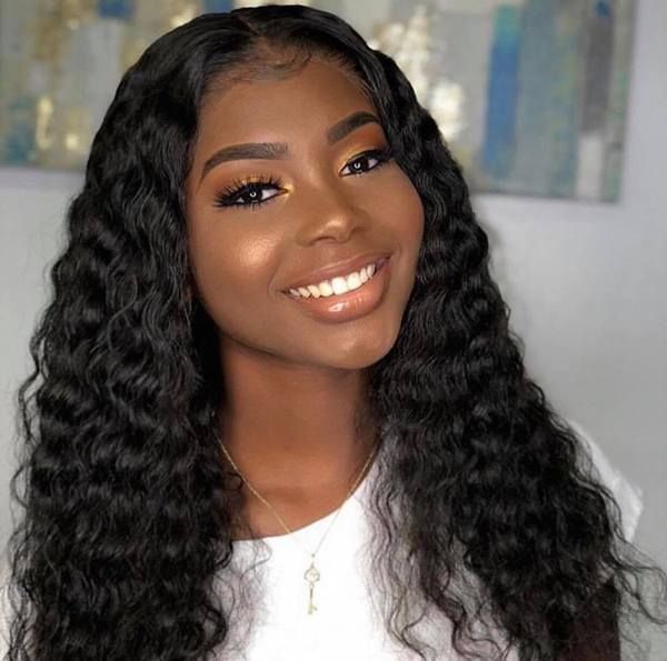 Angiequeen 13X1 T Part HD Lace Wig  Deep Wave Pre Plucked Virgin Hair 14-36 inches Long Transparent Wig