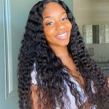 Angiequeen 13X1 T Part HD Lace Wig  Deep Wave Pre Plucked Virgin Hair 14-36 inches Long Transparent Wig