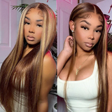 AngieQueen Glueless Breathable Wigs 5x5 Lace Wig  Straight  4/27 Color Human Hair Air Wigs