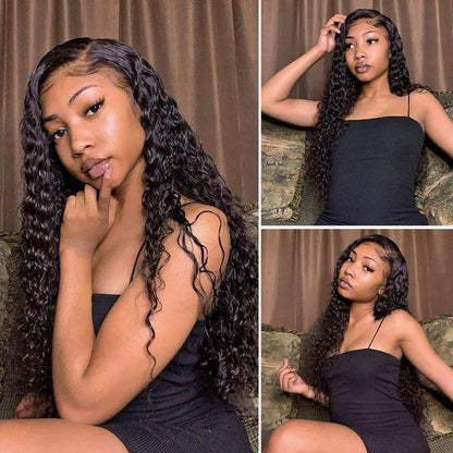 Angie Queen 13x4 Lace Front Wigs Peruvian Water Wave Human Hair Wigs 180% Density Pre-plucked