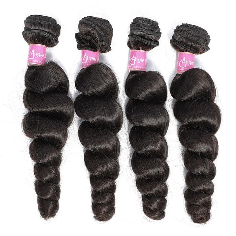 Angie Queen 4 Bundles Brazilian Loose Wave Virgin Human Hair Weave Bundles