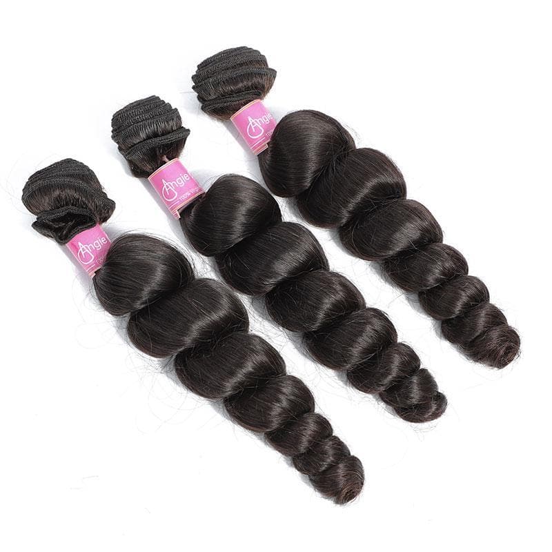 Angie Queen 3 Bundles Peruvian Loose Wave Virgin Human Hair Weave Bundles