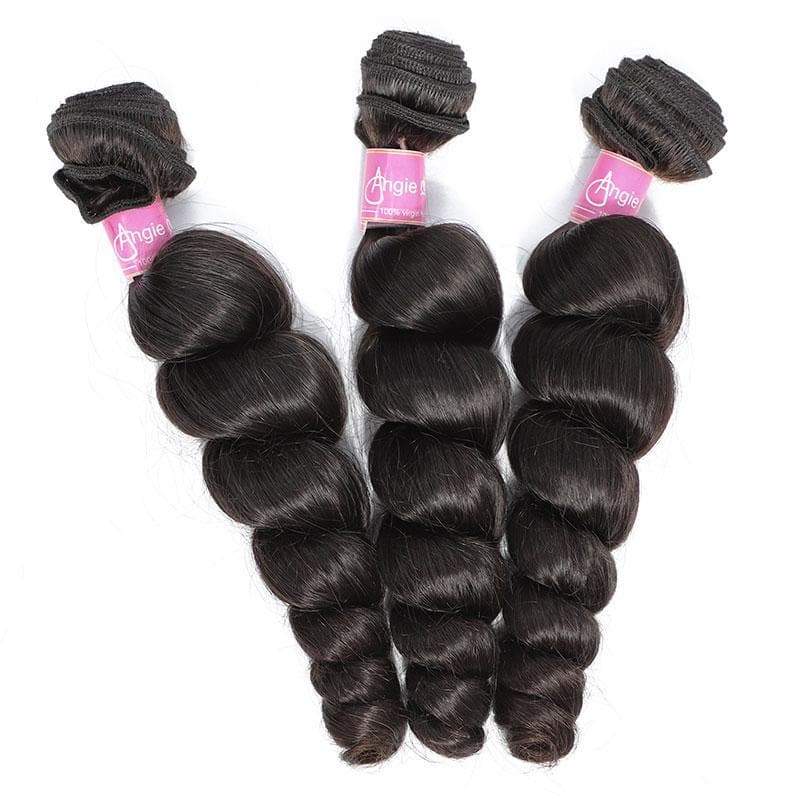 Angie Queen 3 Bundles Indian Loose Wave Virgin Human Hair Weave Bundles