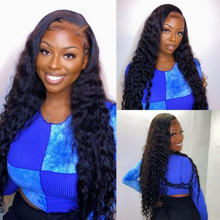 Angiequeen HD Lace 4X4 Loose Deep Wave Virgin Hair Long Transparent Pre-plucked Wig