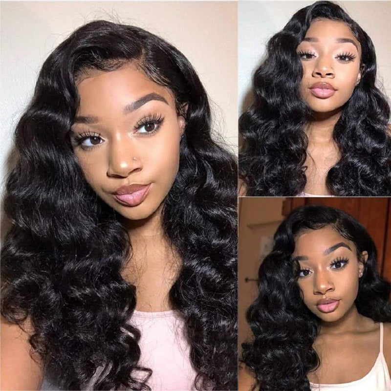 Angie Queen 13x4 T Part Lace Front Wigs Indian Loose Deep Wave Human Hair Wigs 180% Density Pre-plucked