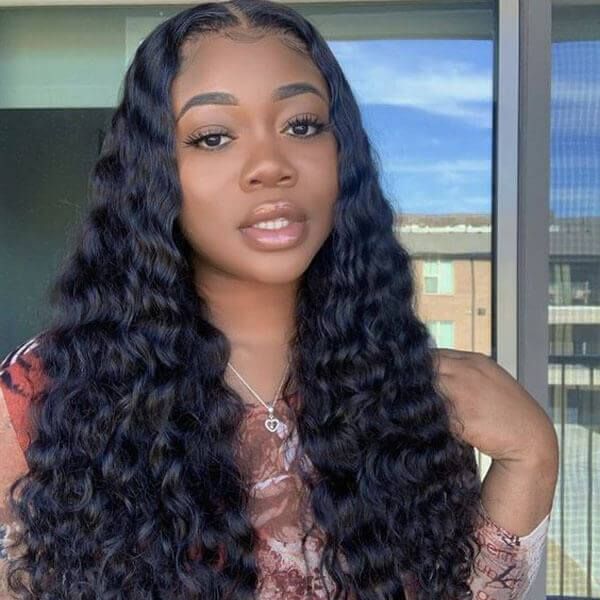 Angiequeen 13X1 T Part HD Lace Wig Loose Deep Pre Plucked Virgin Hair 14-36 inches Long Transparent Wig