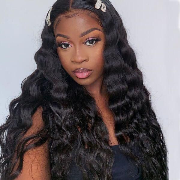 Angiequeen 13X1 T Part HD Lace Wig Loose Deep Pre Plucked Virgin Hair 14-36 inches Long Transparent Wig