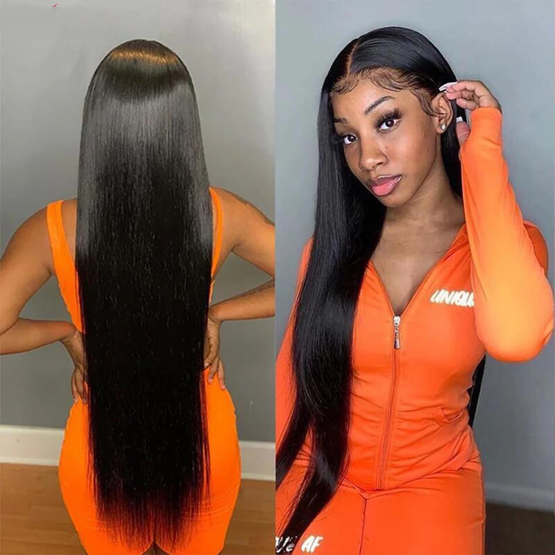 Angiequeen 13X1 T Part HD Lace Wig  Silky Straight Pre Plucked Virgin Hair 14-36 inches Long Transparent Wig