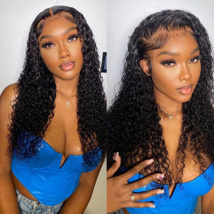 AngieQueen Invisible Lace 5*5 Closure Wigs Curly Wave Human Hair  Wig And 13*4 Lace Front Wig