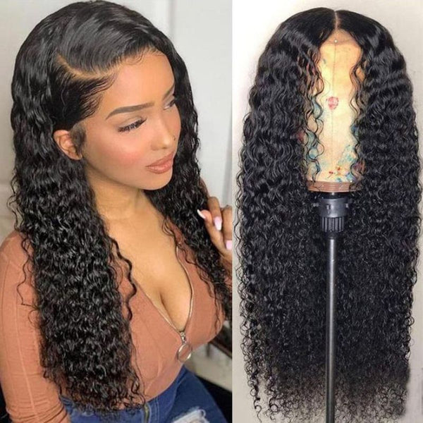 Angie Queen 4*4 Lace Closure Wigs Indian Curly Human Hair Wigs 180% Density Pre-plucked