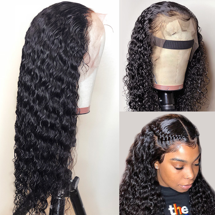 Angie Queen 13x4 Lace Front Wigs Peruvian Water Wave Human Hair Wigs 180% Density Pre-plucked