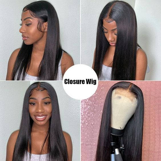 Angie Queen 4*4 Lace Closure Wigs Malaysian Straight Human Hair Wigs 180% Density Pre-plucked
