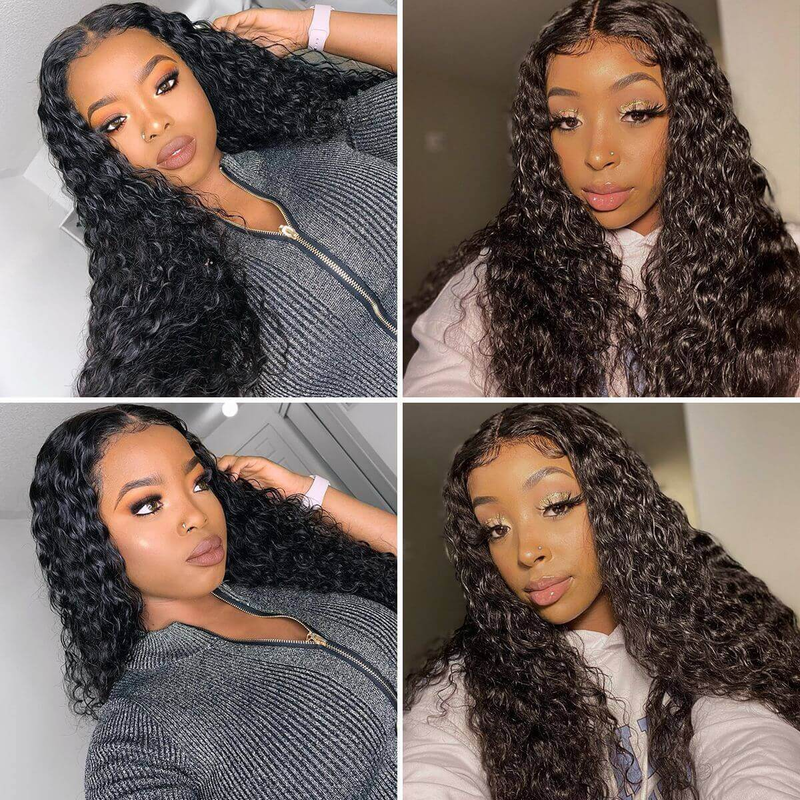 Angie Queen 13x4 Lace Front Wigs Malaysian Deep Wave Human Hair Wigs 180% Density Pre-plucked