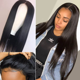 Angie Queen 13x4 Lace Front Wigs Brazilian Straight Human Hair Wigs 180% Density Pre-plucked