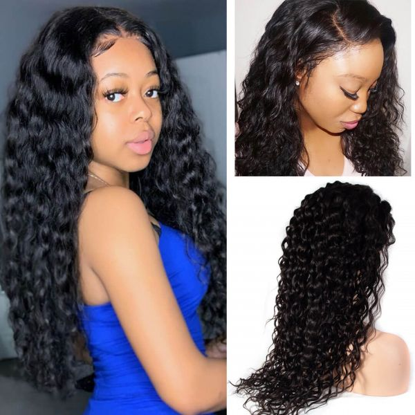 Angie Queen 13x4 T Part Lace Front Wigs Indian Water Wave Human Hair Wigs 180% Density Pre-plucked