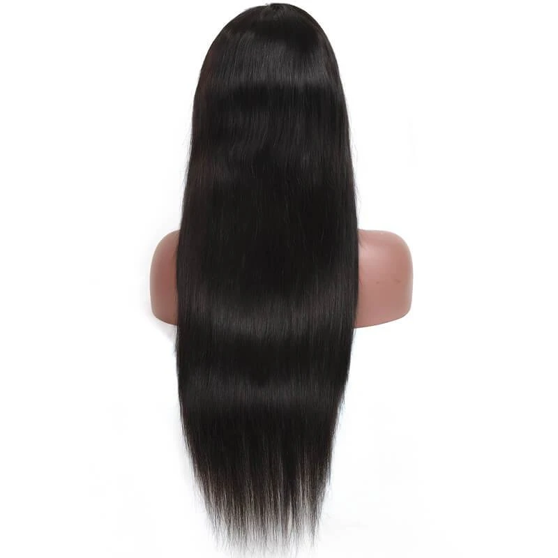 AngieQueen 13x4 T Part Lace Front Wigs Peruvian Silky Straight Human Hair Wigs 180% Density Pre-plucked