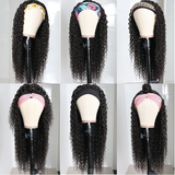 AngieQueen Jerry Curly Human Hair Wig Glueless Wig Brazilian Virgin Hair Machine Made Headband Wig 180% Density