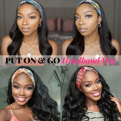 AngieQueen Body Wave Human Hair Wig Glueless Wig Brazilian Virgin Hair Machine Made Headband Wig 180% Density