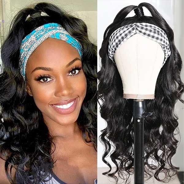 AngieQueen Body Wave Human Hair Wig Glueless Wig Brazilian Virgin Hair Machine Made Headband Wig 180% Density