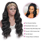 AngieQueen Body Wave Human Hair Wig Glueless Wig Brazilian Virgin Hair Machine Made Headband Wig 180% Density