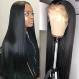 AngieQueen 13x4 T Part Lace Front Wigs Peruvian Silky Straight Human Hair Wigs 180% Density Pre-plucked