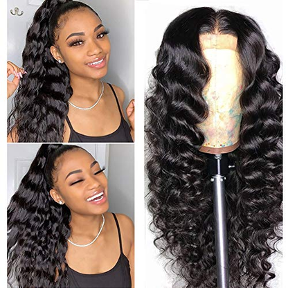 Angie Queen 13x4 Lace Front Wigs Peruvian Loose Deep Wave Human Hair Wigs 180% Density Pre-plucked