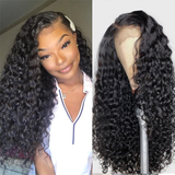 Angie Queen 4*4 Lace Closure Wigs Brazilian Deep Wave Human Hair Wigs 180% Density Pre-plucked