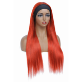 AngieQueen Orange Colored Human Hair Wigs Brazilian Straight Remy Full Machine Made Glueless Headband Wig