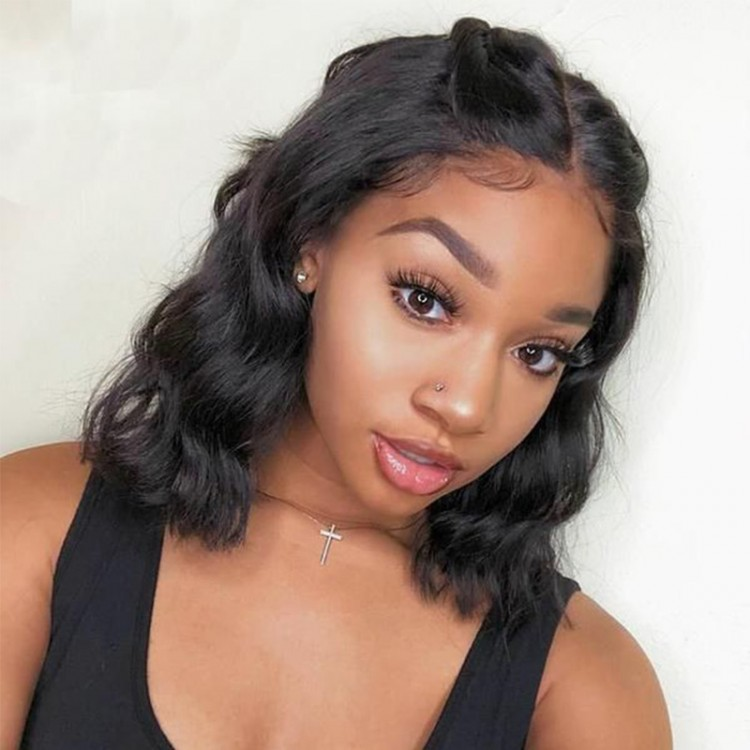 Angiequeen Closure Wig Right Side Lace Part Wigs Body Wave Pre Plucked With Baby Hair 16inches