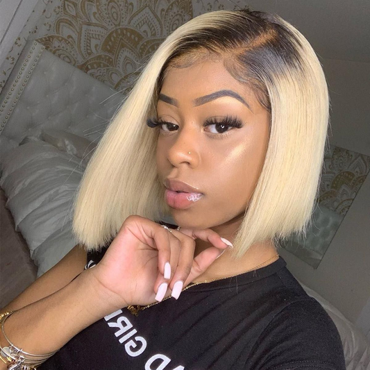 Angie Queen T1b/613 Straight 13x4 Lace Bob Wig
