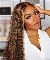 AngieQueen Glueless Breathable Wigs 5x5 Lace Wig  Deep Wave 4/27 Color Human Hair Air Wigs