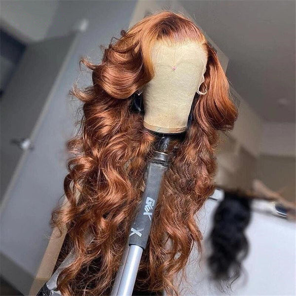 AngieQueen Ginger Blonde Colored HD Lace Front Human Hair Wigs Body Wave