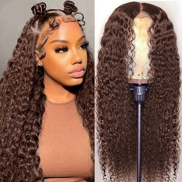 AngieQueen Hair #4 Color Water Wave Lace Front Wig