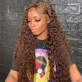 AngieQueen Hair #4 Color Water Wave Lace Front Wig