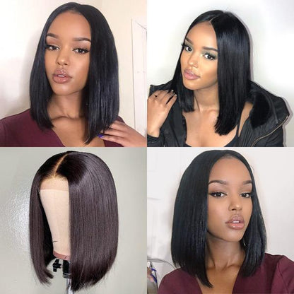 Angie Queen Bob Lace Wigs Brazilian Straight Human Hair Wigs Pre-plucked