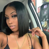 Angie Queen Bob Lace Wigs Malaysian Straight Human Hair Wigs Pre-plucked