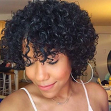 Angie Queen Super Easy Curly Glueless Wig With Bangs / Curly Fringe Wig 9 Inchs