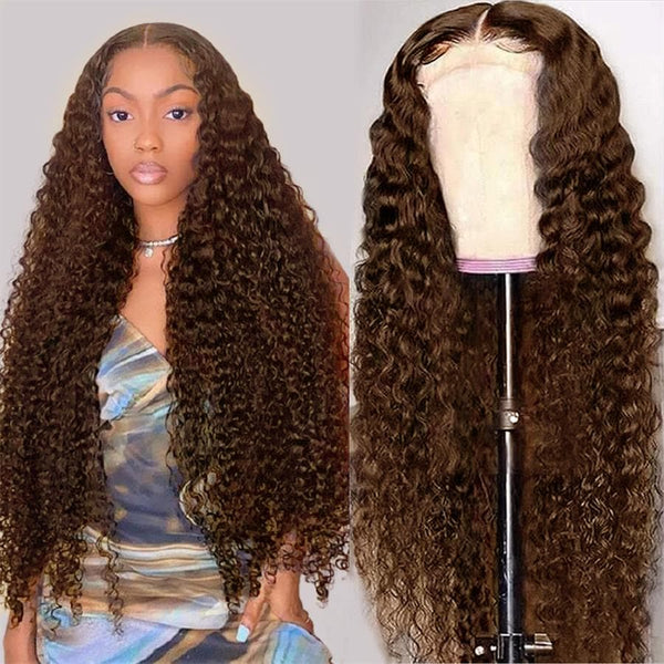 AngieQueen Hair #4 Color Water Wave Lace Front Wig