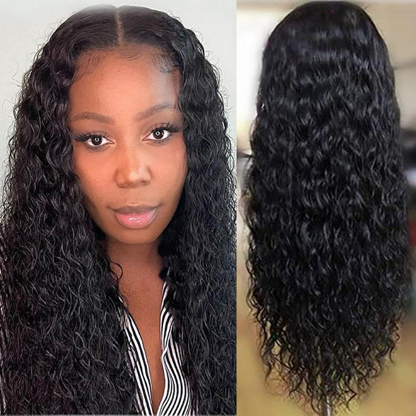 Angie Queen 13x4 T Part Lace Front Wigs Malaysian Water Wave Human Hair Wigs 180% Density Pre-plucked