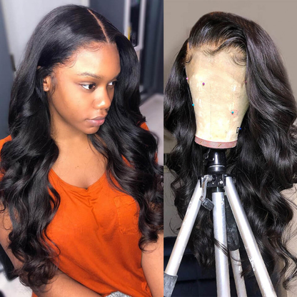 Angie Queen 13x4 Lace Front Wigs Malaysian Body Wave Human Hair Wigs 180% Density Pre-plucked