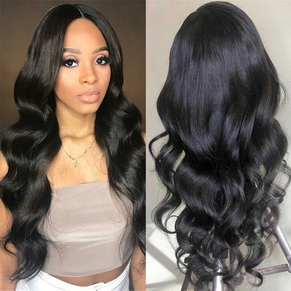 Angie Queen 4*4 Lace Closure Wigs Peruvian Body Wave Human Hair Wigs 180% Density Pre-plucked