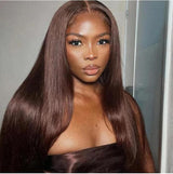 AngieQueen Hair #4 Color Straight  13X4 Lace Front Wig